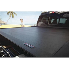 Roll-N-Lock Tonneau Cover Soft Manual Retractable Black Vinyl Adhered To Interlocking Aluminum Panels - LG123M