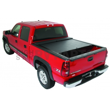 Roll-N-Lock Tonneau Cover Soft Manual Retractable Black Vinyl Adhered To Interlocking Aluminum Panels - LG208M