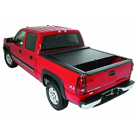 Roll-N-Lock Tonneau Cover Soft Manual Retractable Black Vinyl Adhered To Interlocking Aluminum Panels - LG218M