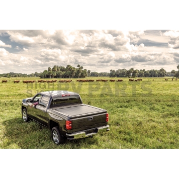 Roll-N-Lock Tonneau Cover Soft Manual Retractable Black Vinyl Adhered To Interlocking Aluminum Panels - LG401M-2