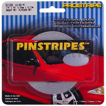 Trimbrite Pinstripe Tape - Single Solid Stripe Vinyl Silver Metallic - R21206-1