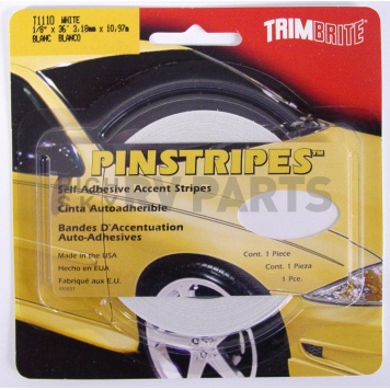 Trimbrite Pinstripe Tape - Single Solid Stripe Vinyl White - T1110-1