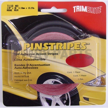 Trimbrite Pinstripe Tape - Single Solid Stripe Vinyl Red - T1118-1