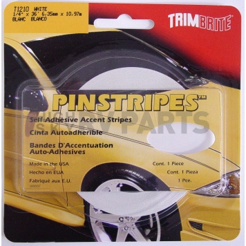 Trimbrite Pinstripe Tape - Single Solid Stripe Vinyl White - T1210
