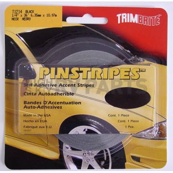 Trimbrite Pinstripe Tape - Single Solid Stripe Vinyl Black - T1214