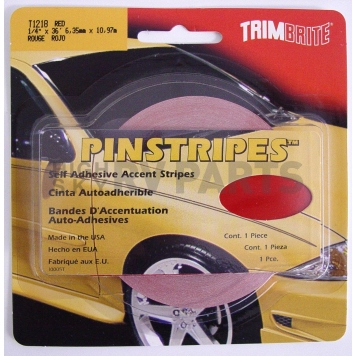 Trimbrite Pinstripe Tape - Single Solid Stripe Vinyl Red - T1218-1