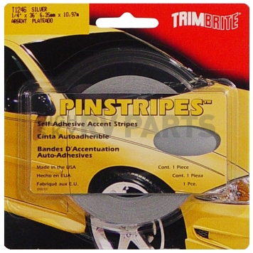 Trimbrite Pinstripe Tape - Single Solid Stripe Vinyl Silver - T1246