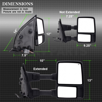 Xtune Exterior Towing Mirror Electric Rectangular Set Of 2 - 9935459-5