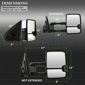 Xtune Exterior Towing Mirror Electric Rectangular Set Of 2 - 9936777-3