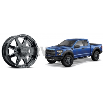 Cragar Wheel 904B Fury I - 20 x 9  Black With Natural Accents - 2022392731-2