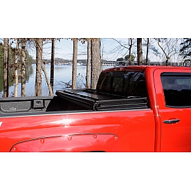 Lund International Tonneau Cover Hard Folding Black Vinyl Over Aluminum Panels - 969259