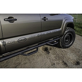 N-Fab Nerf Bar - Truck Wheel to Wheel Black Gloss Powder Coated Steel Round - T1580CC