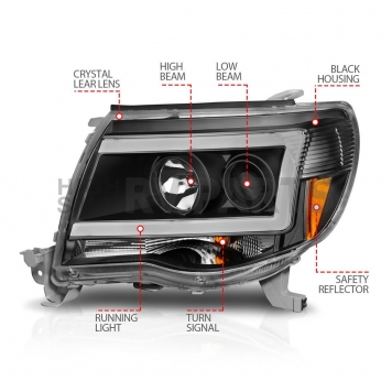 ANZO USA Headlight Assembly Rectangular Projector Beam Set Of 2 - 111517-2