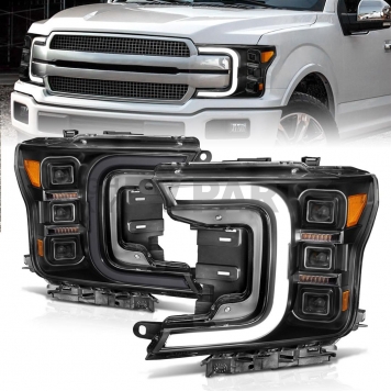 ANZO USA Headlight Assembly Rectangular Projector Beam Set Of 2 - 111520-6