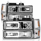ANZO USA Headlight Assembly Rectangular Crystal Headlights With Turn Signal Set Of 2 - 111529
