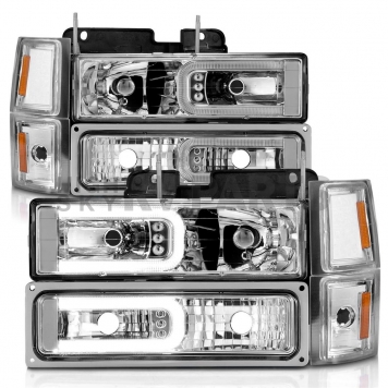 ANZO USA Headlight Assembly Rectangular Crystal Headlights With Turn Signal Set Of 2 - 111529