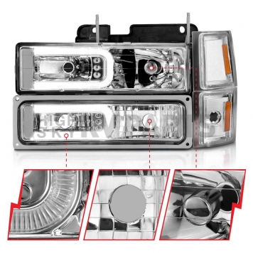 ANZO USA Headlight Assembly Rectangular Crystal Headlights With Turn Signal Set Of 2 - 111529-1