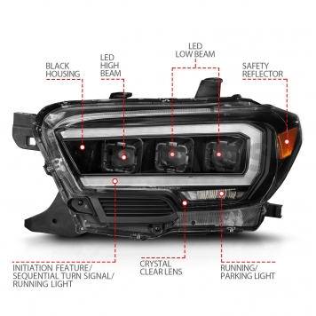 ANZO USA Headlight Assembly Rectangular Projector Beam Set Of 2 - 111562-4